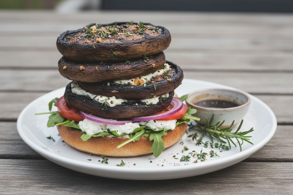 Burger de champignons portobello grillés