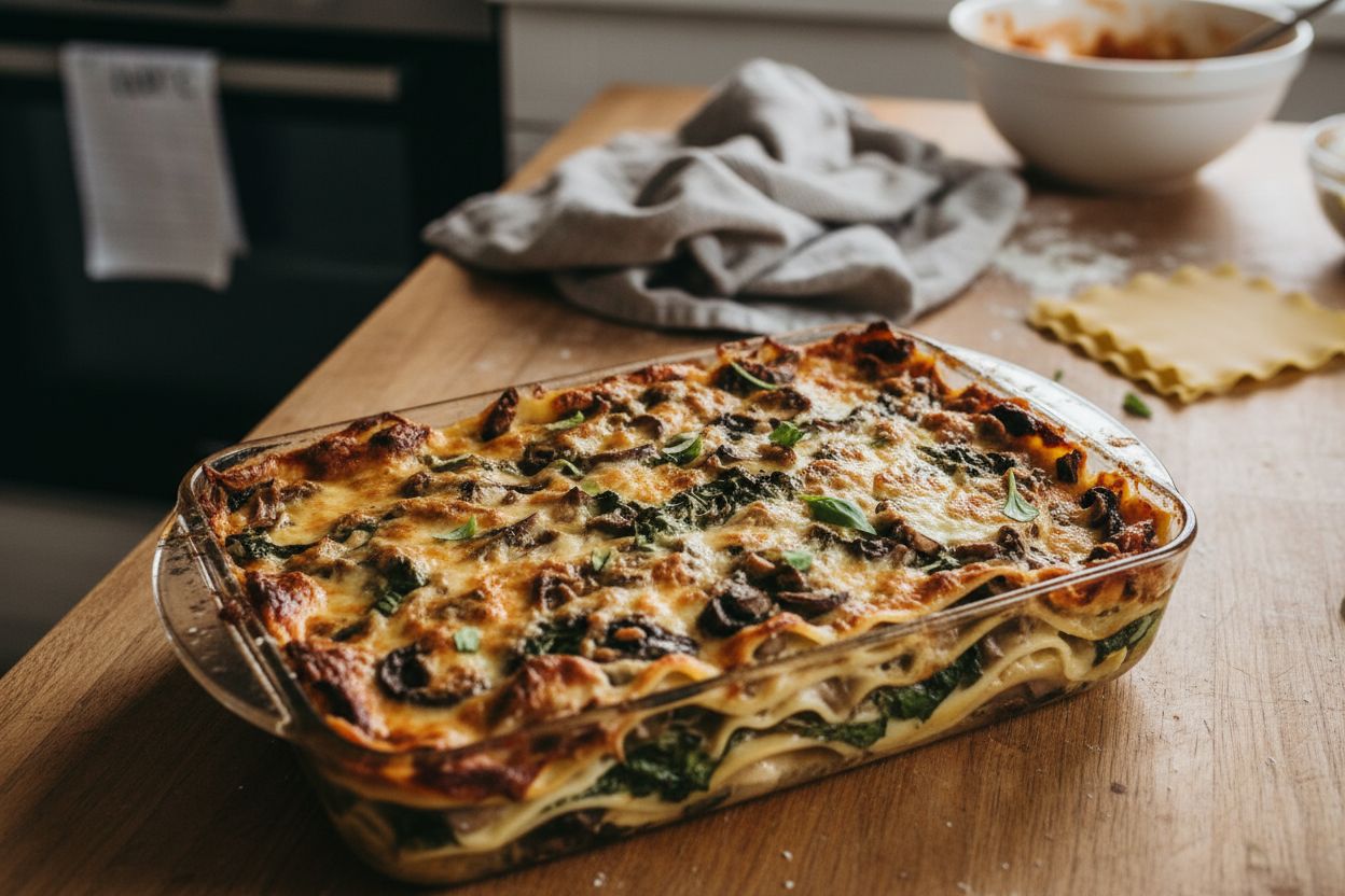 Lasagnes aux champignons et épinards