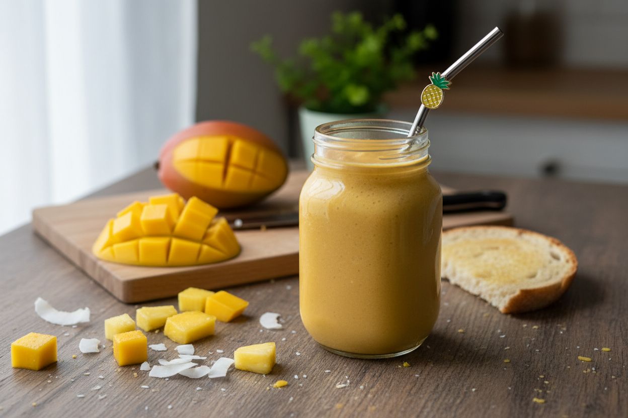 Smoothie tropical mangue-ananas-coco