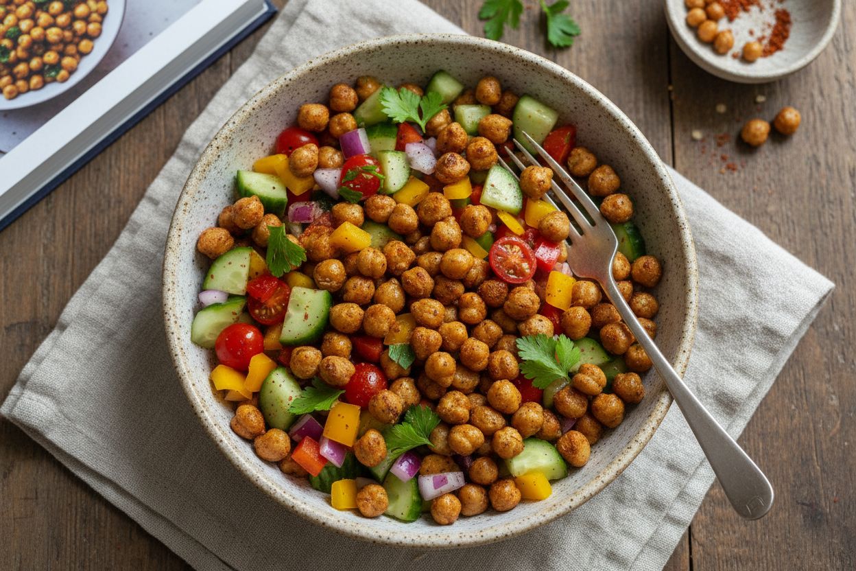 Bowl de pois chiches grillés et légumes