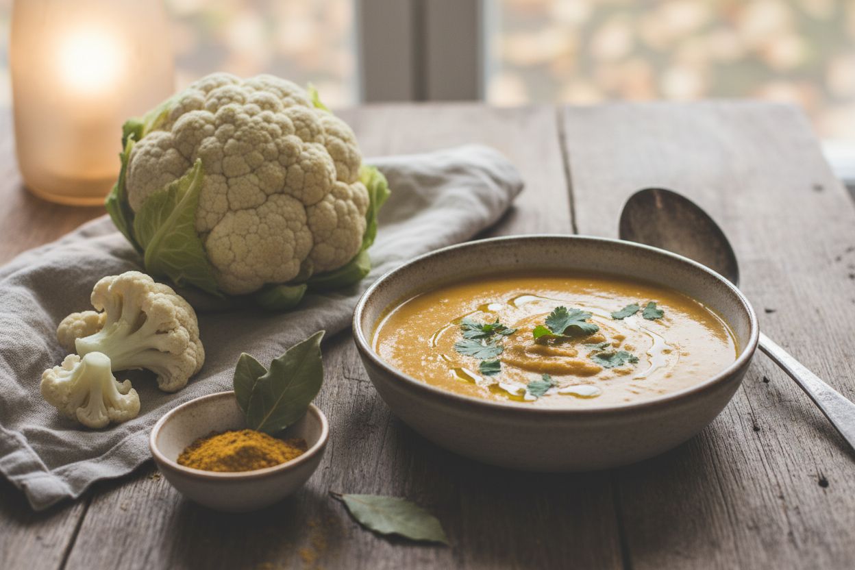 Crème de chou-fleur au curry doux