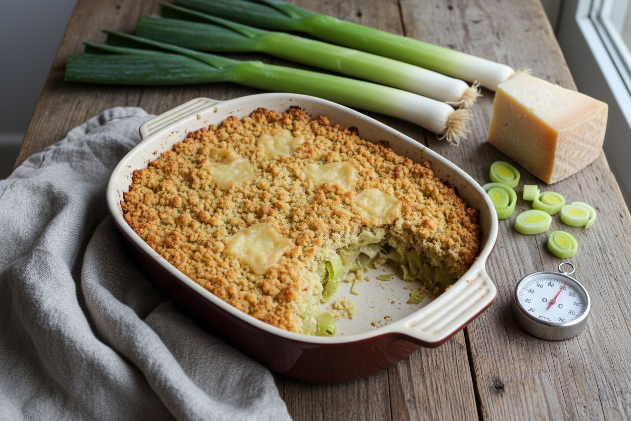 Crumble salé aux poireaux et comté