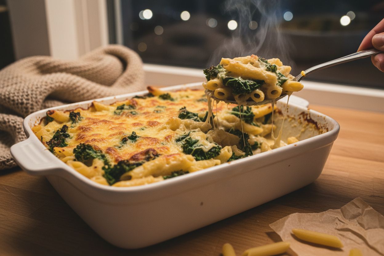 Gratin de pâtes au chou kale
