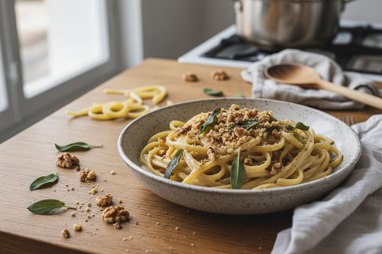 Pâtes à la crème de noix et sauge
