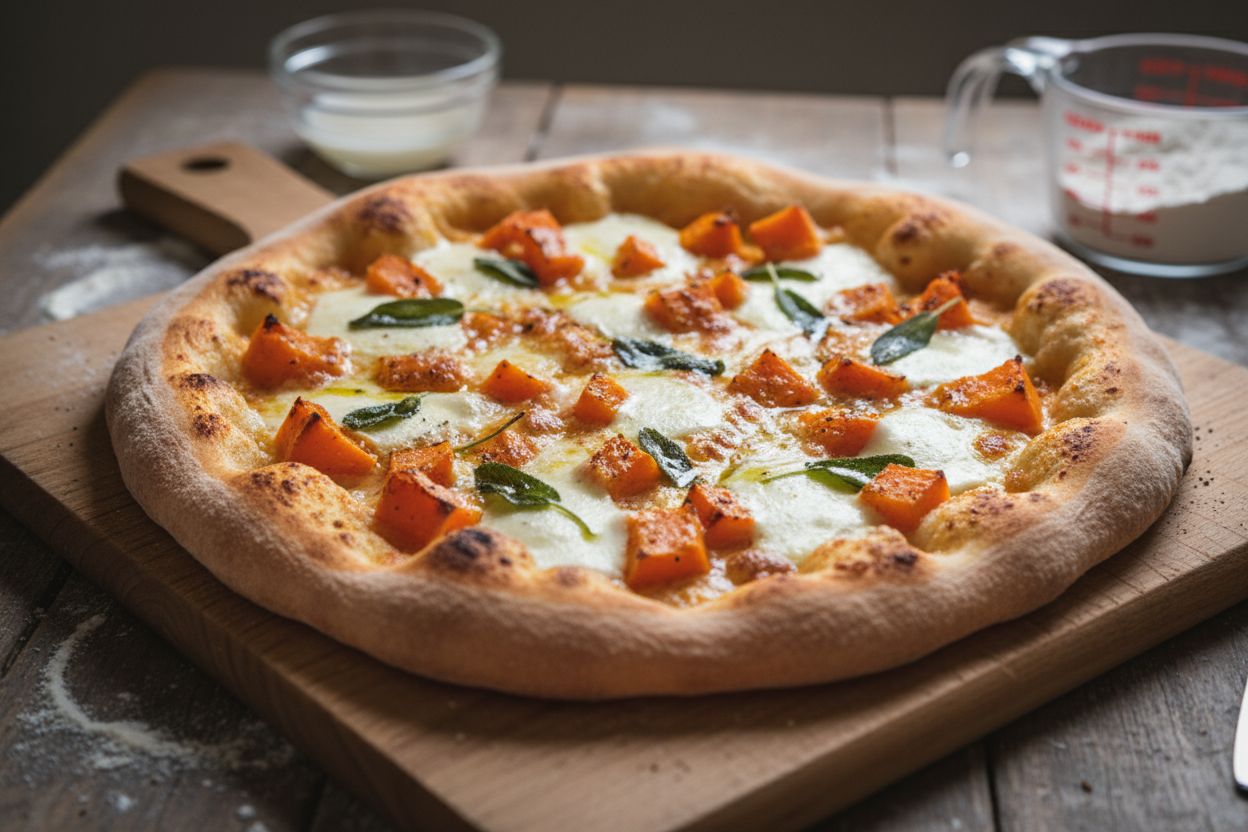 Pizza au potimarron et mozzarella