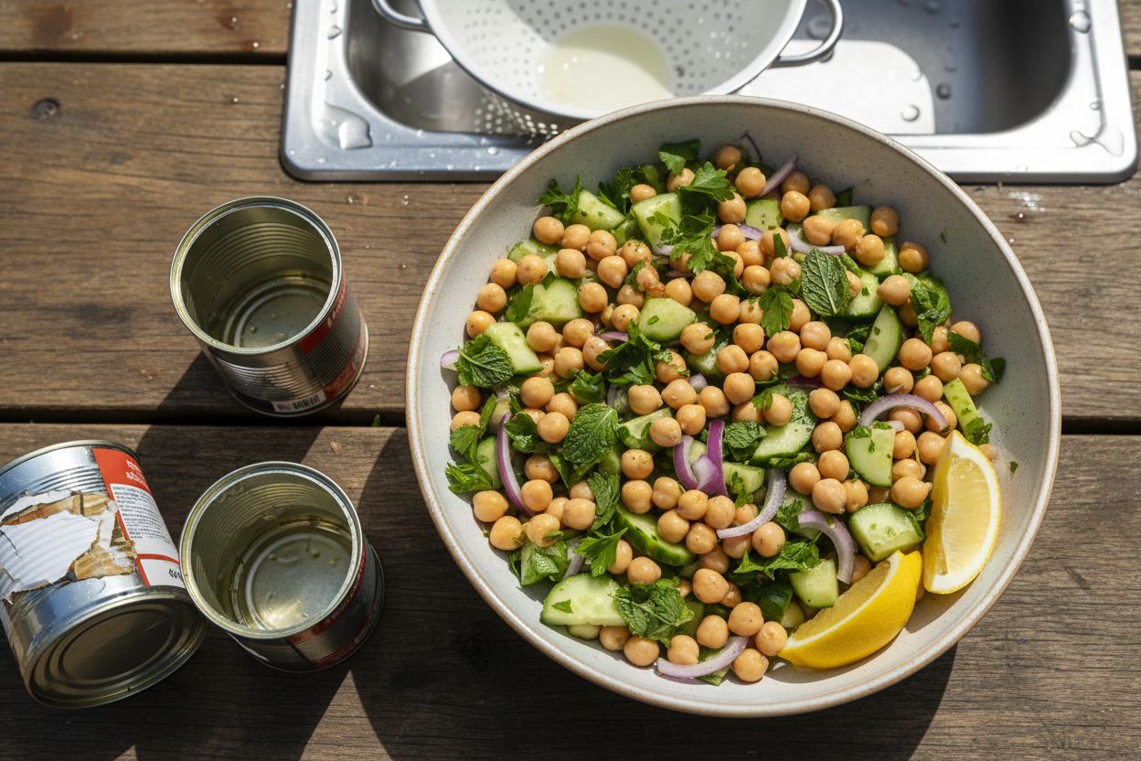 Salade de pois chiches et concombre