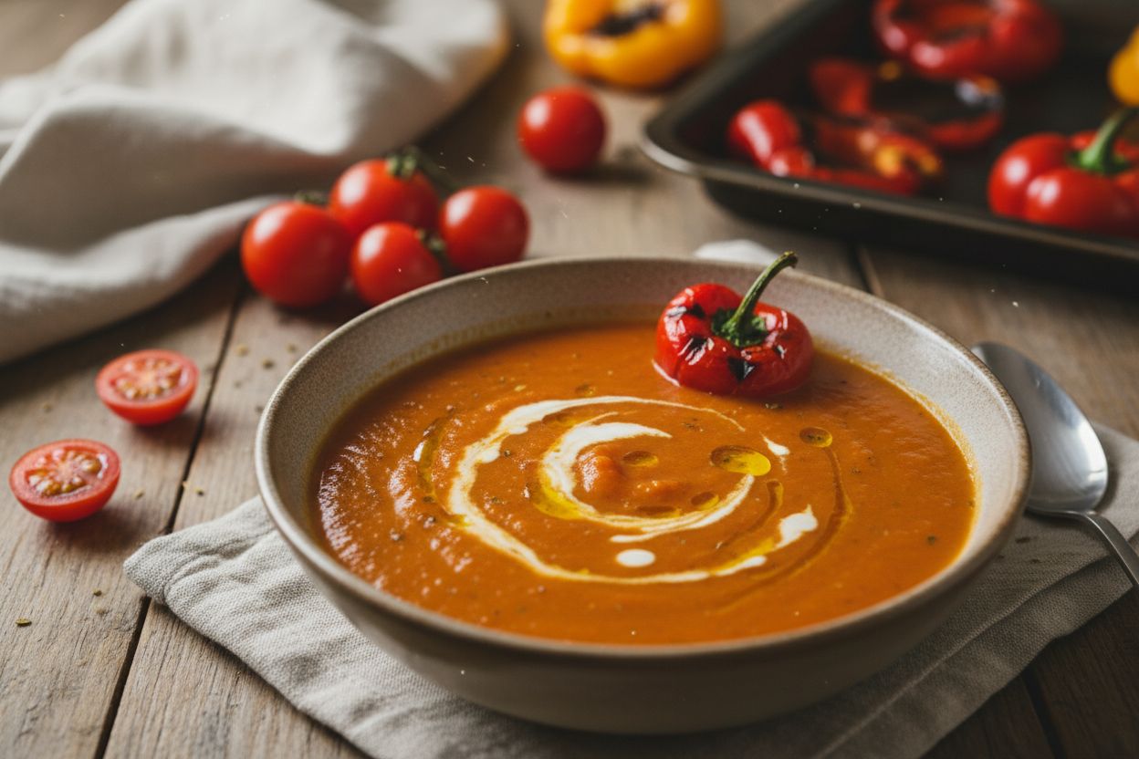 Velouté de tomates et poivrons rôtis
