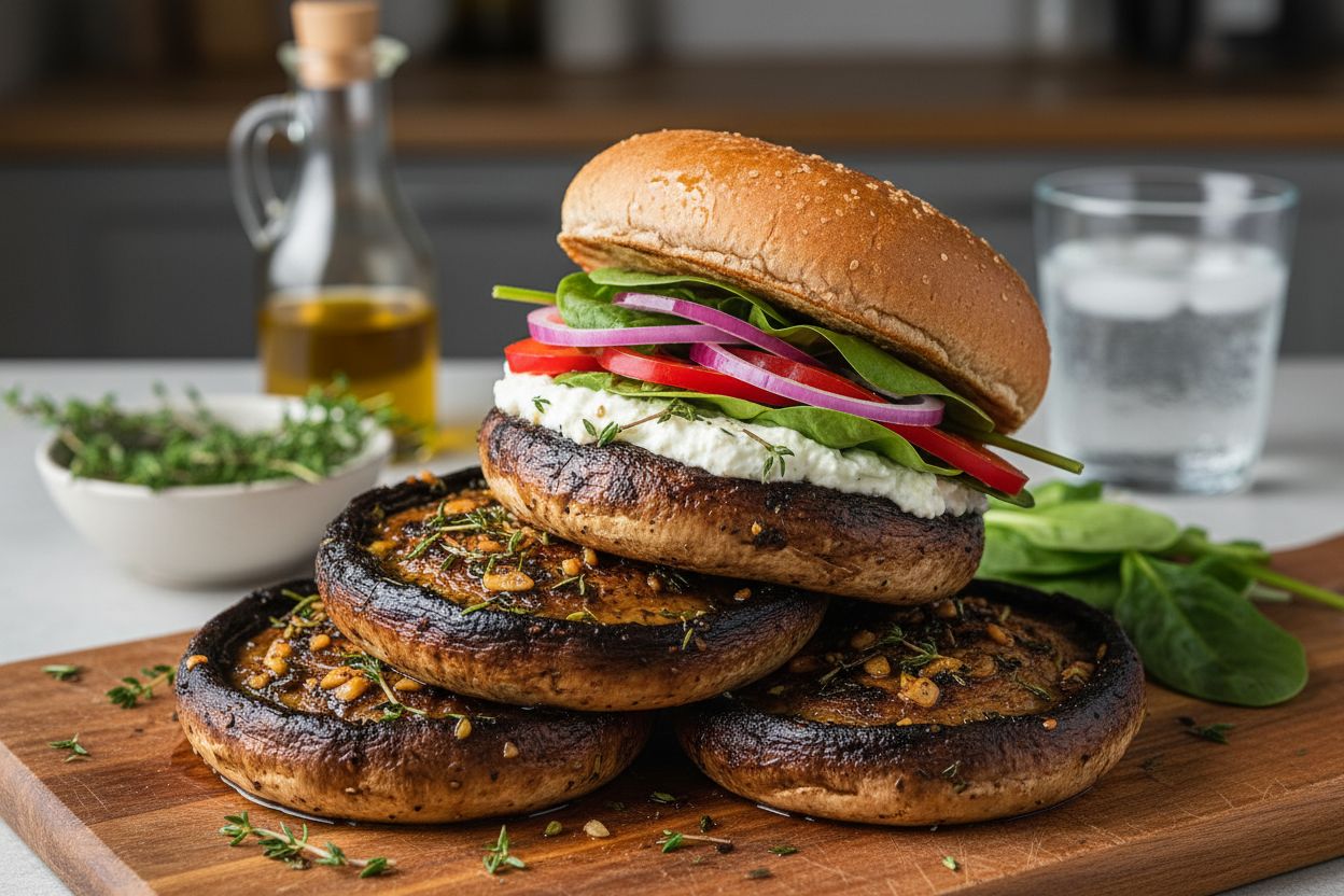 Burger de champignons portobello grillés terminé