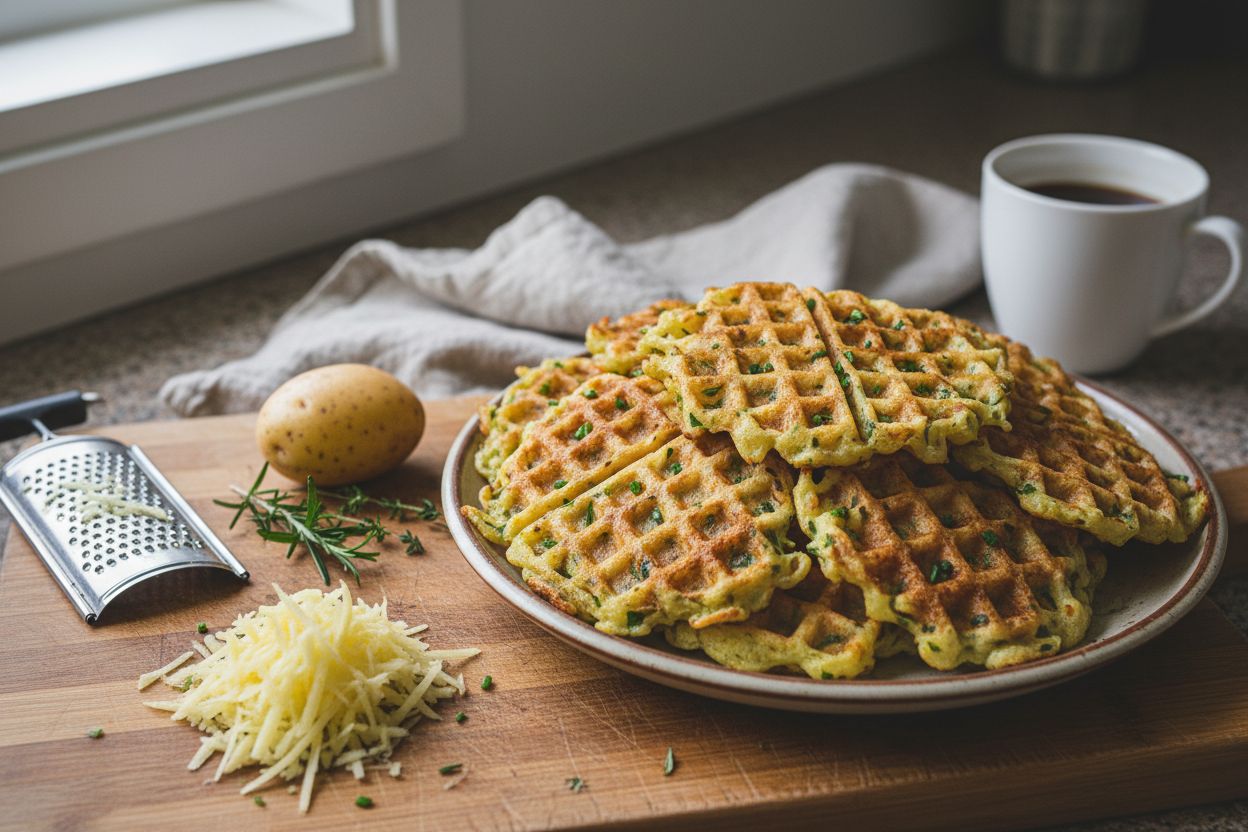 Gaufres de pommes de terre aux herbes terminé