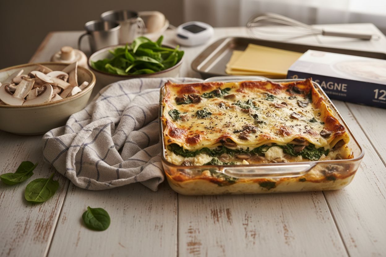 Lasagnes aux champignons et épinards terminé