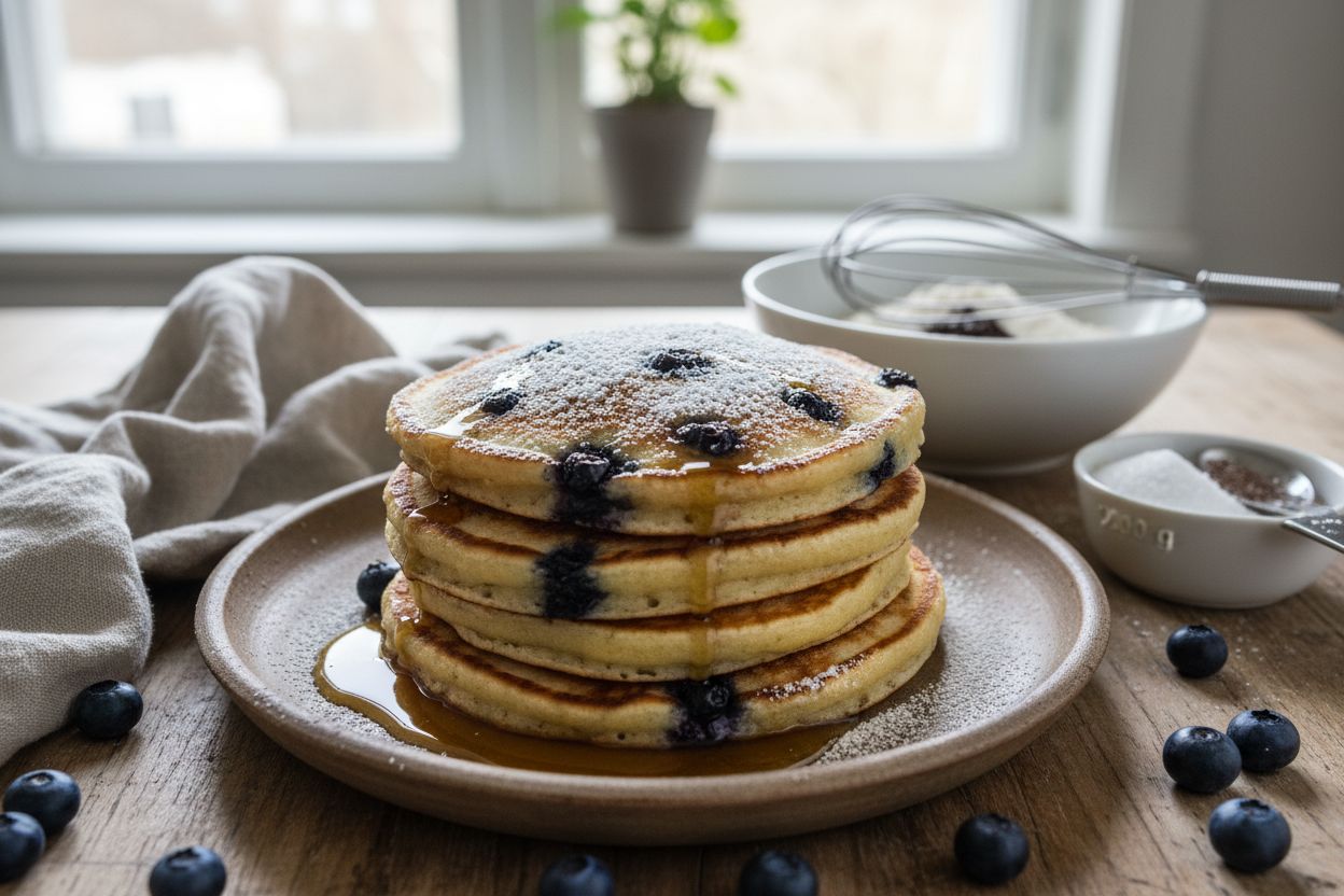 Pancakes aux myrtilles terminé