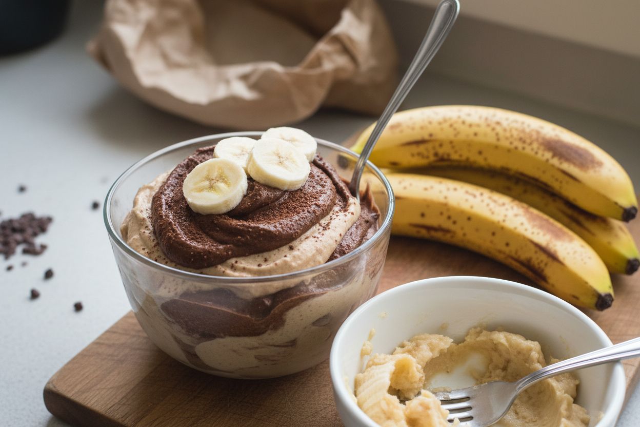 Parfait glacé banane-cacao terminé