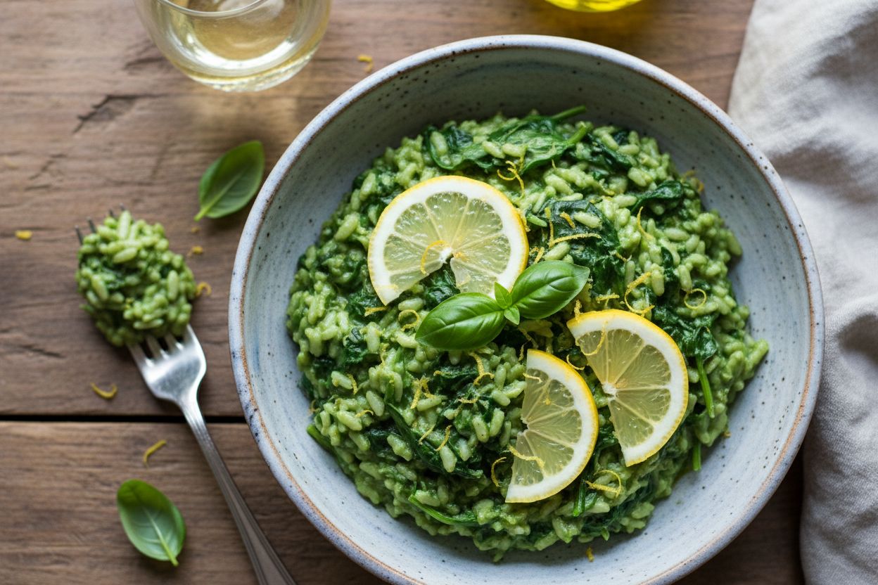 Risotto aux épinards et citron terminé
