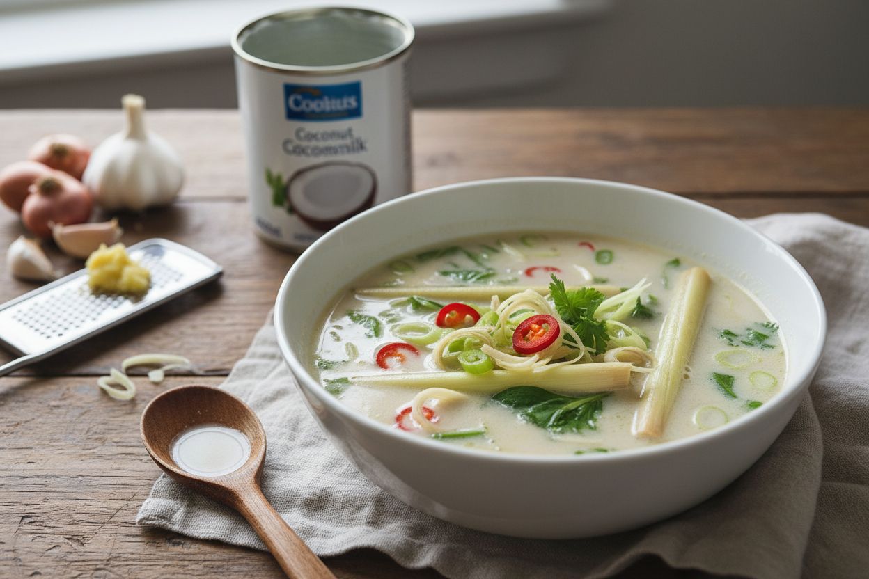 Soupe thaï au lait de coco et citronnelle terminé