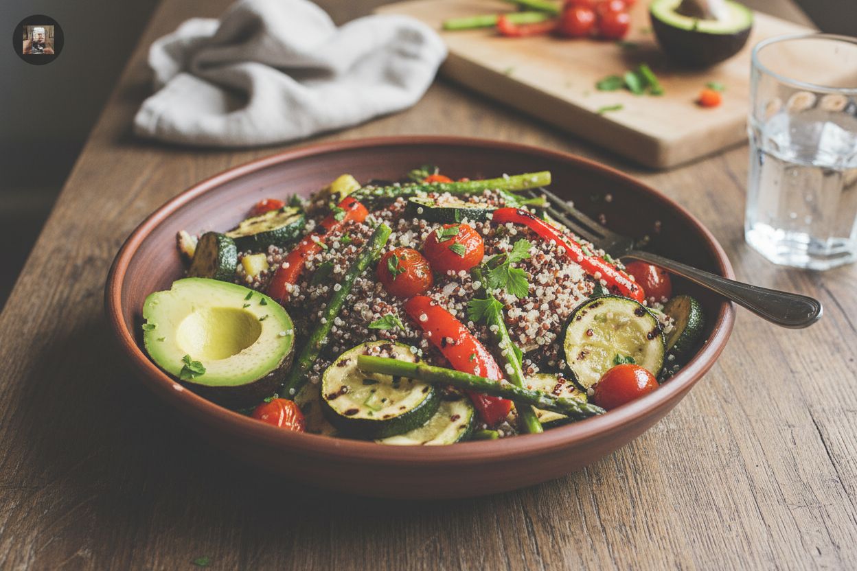 Bowl de quinoa et légumes grillés terminé