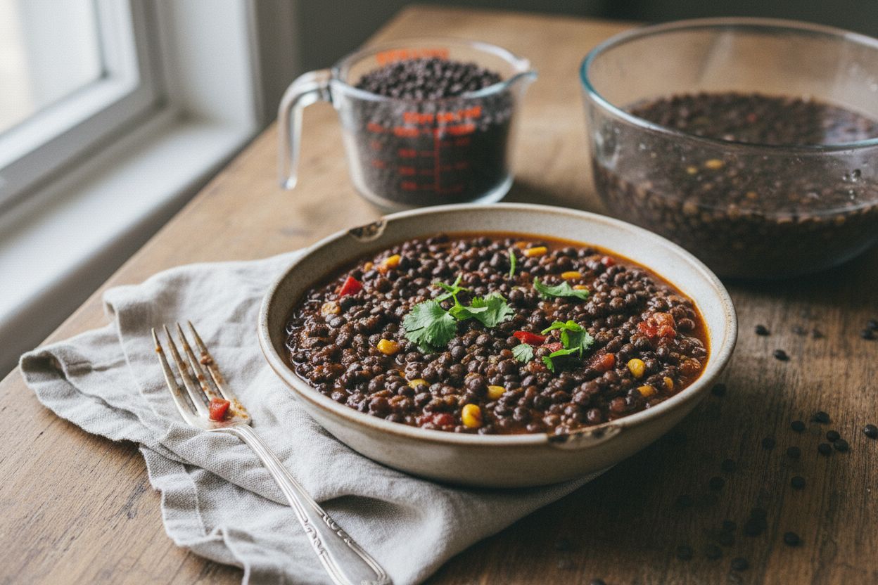 Chili aux lentilles noires terminé
