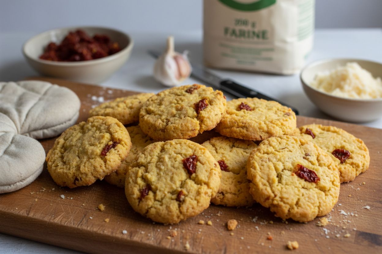 Cookies salés au parmesan et tomates séchées terminé