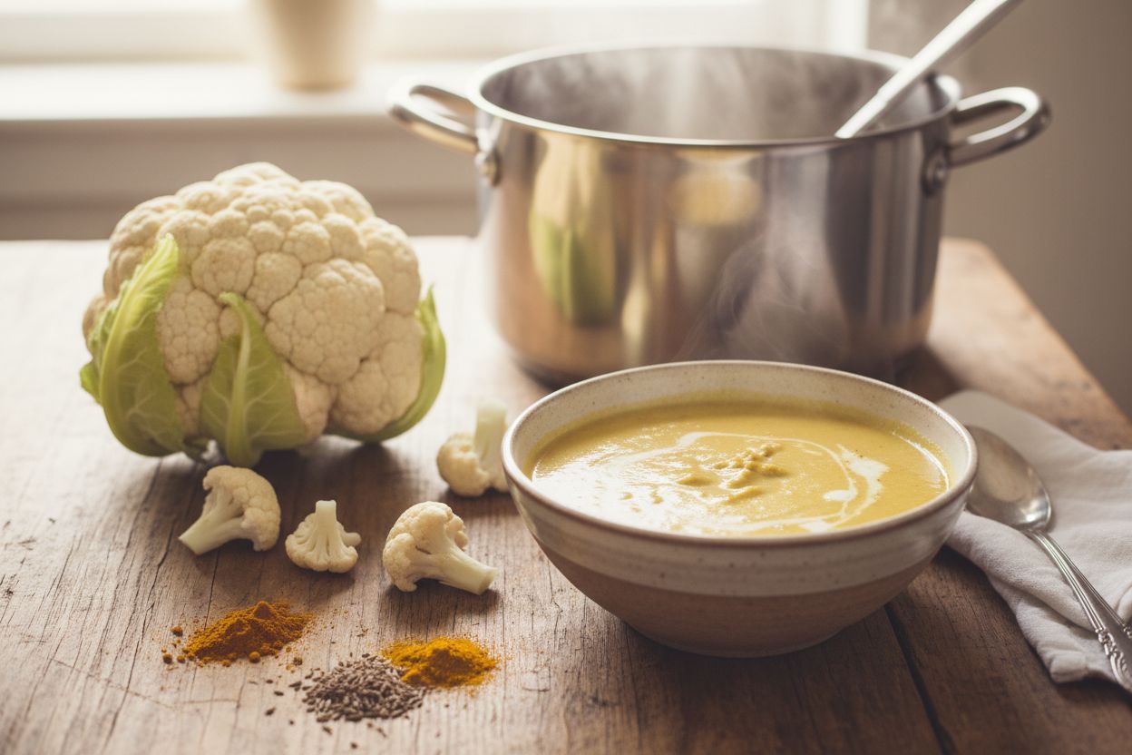 Crème de chou-fleur au curry doux terminé