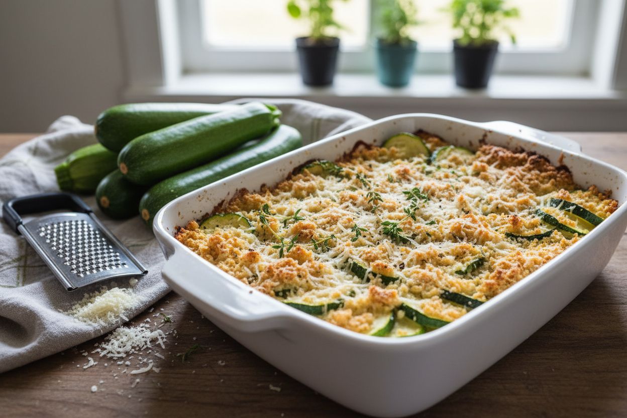 Crumble aux courgettes et parmesan terminé