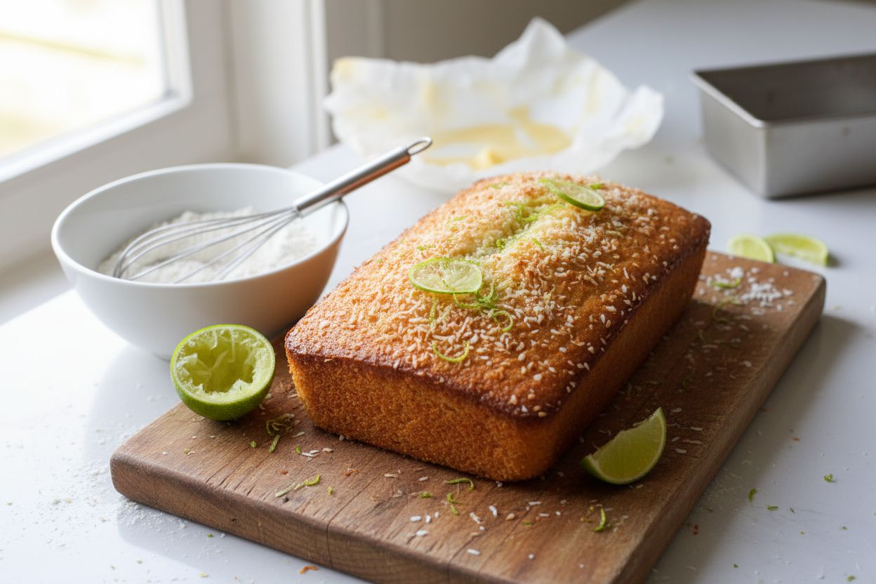 Gâteau à la noix de coco et citron vert terminé