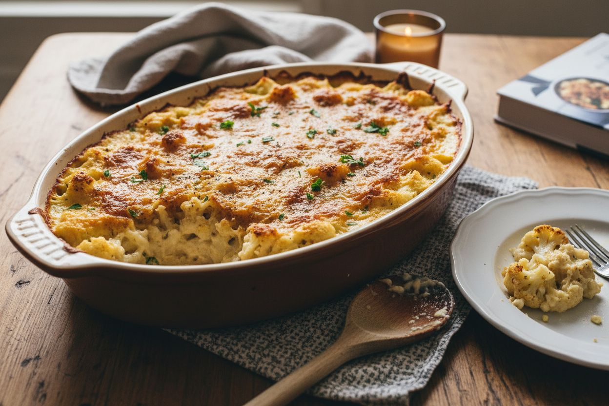 Gratin de chou-fleur à la béchamel terminé