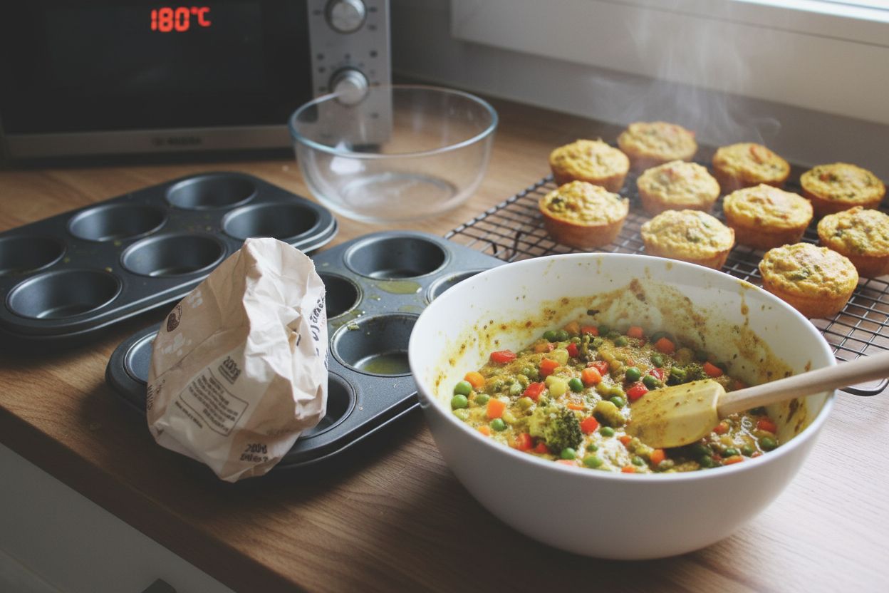 Mini cakes salés au curry et légumes terminé