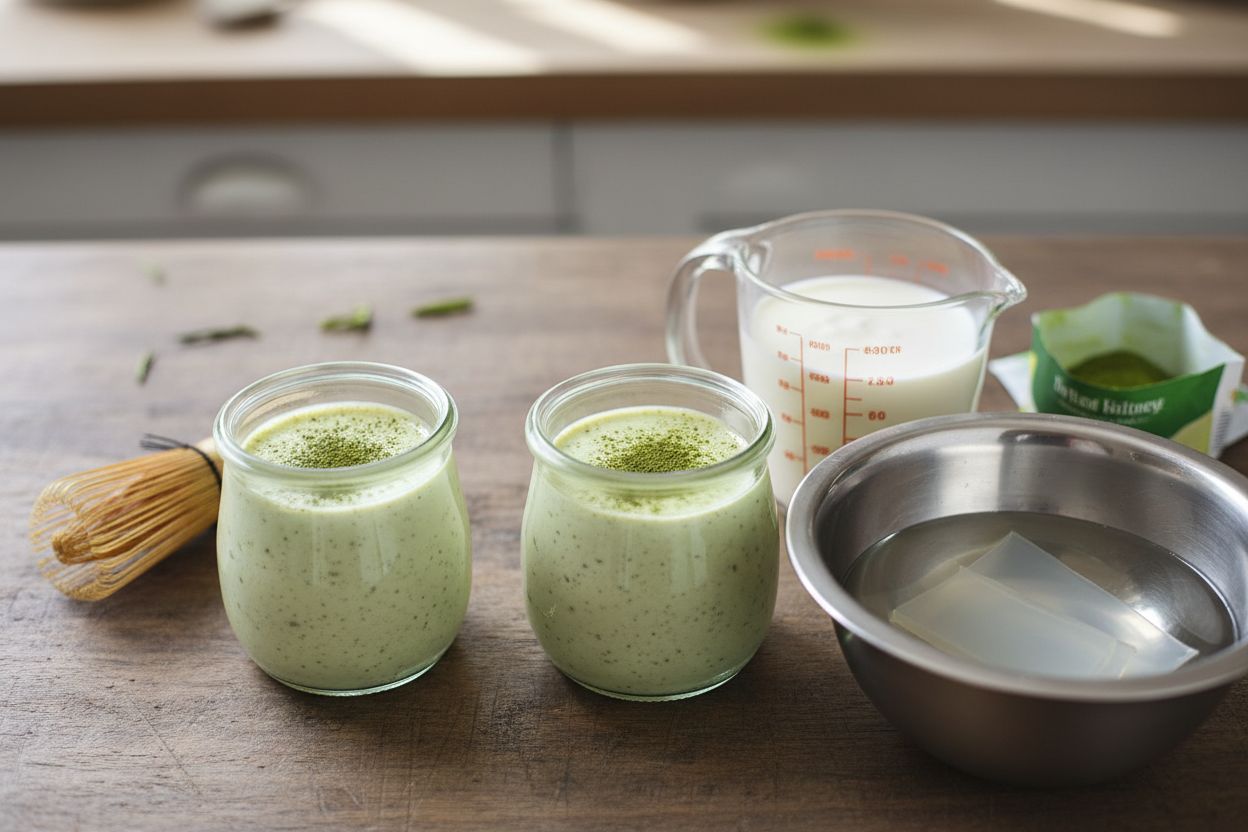 Panna cotta au thé matcha terminé