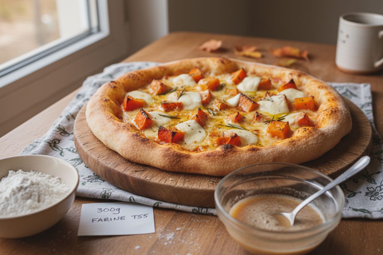 Pizza au potimarron et mozzarella terminé