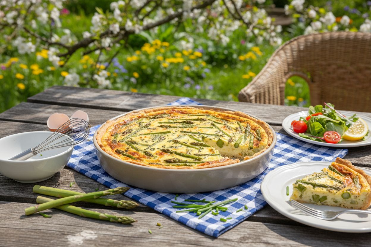 Quiche sans pâte aux asperges terminé
