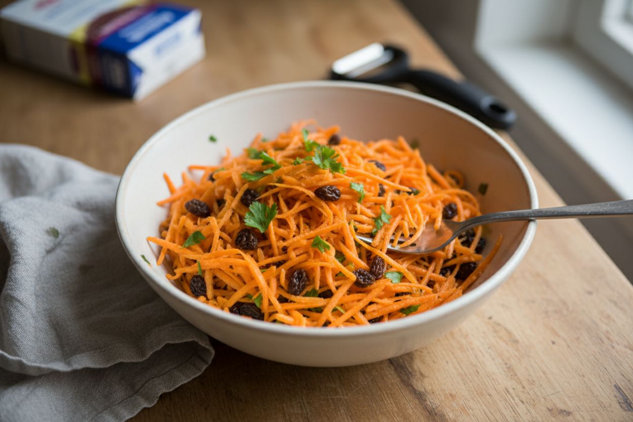 Salade de carottes râpées aux raisins secs terminé