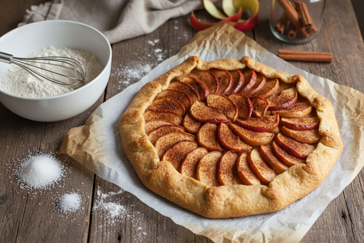Tarte aux pommes et cannelle façon rustique terminé