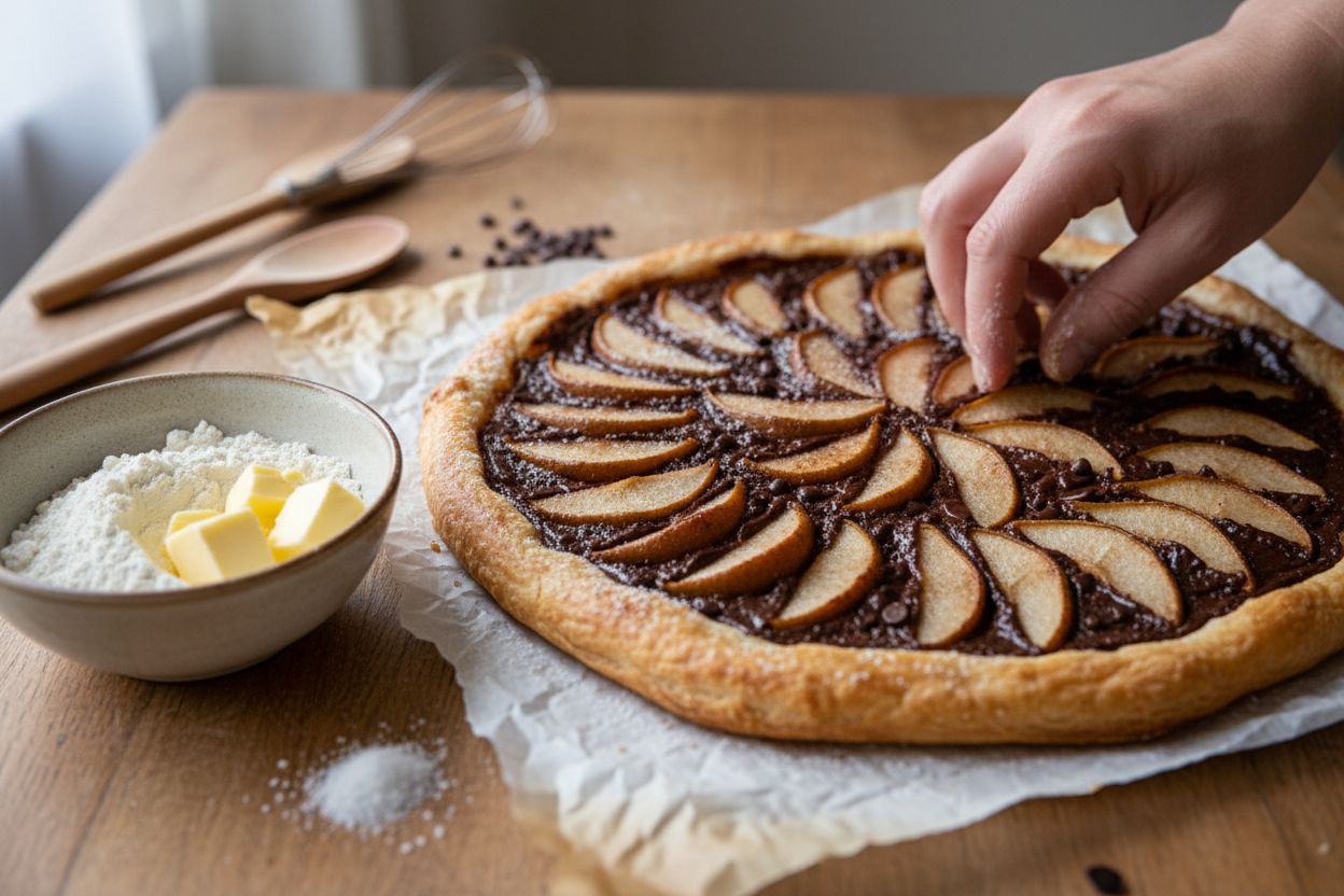 Tarte fine aux poires et chocolat terminé