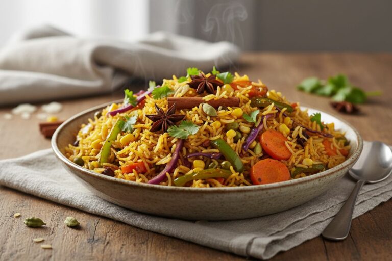Riz parfumé aux légumes Recette végétarienne facile et rapide Voyage gustatif Riz basmati aux épices et légumes colorés Riz aux épices Recette végétarienne gourmande et parfumée Délices végétariens Riz basmati aux légumes et saveurs d'Orient Recette riz basmati aux légumes Explosion de saveurs assurée