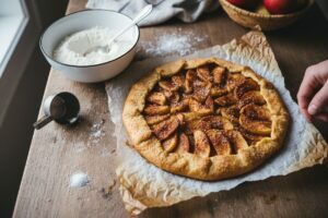 Tarte aux pommes et cannelle façon rustique