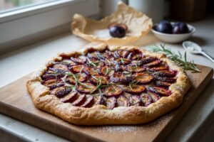 Tarte aux prunes et romarin