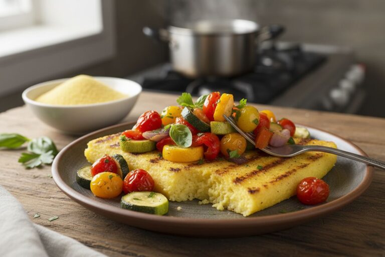 Polenta grillée légumes d'été recette végétarienne facile et savoureuse