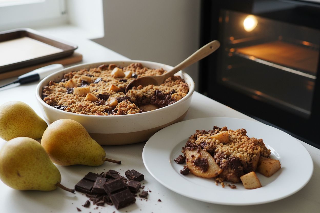 Crumble aux poires et chocolat