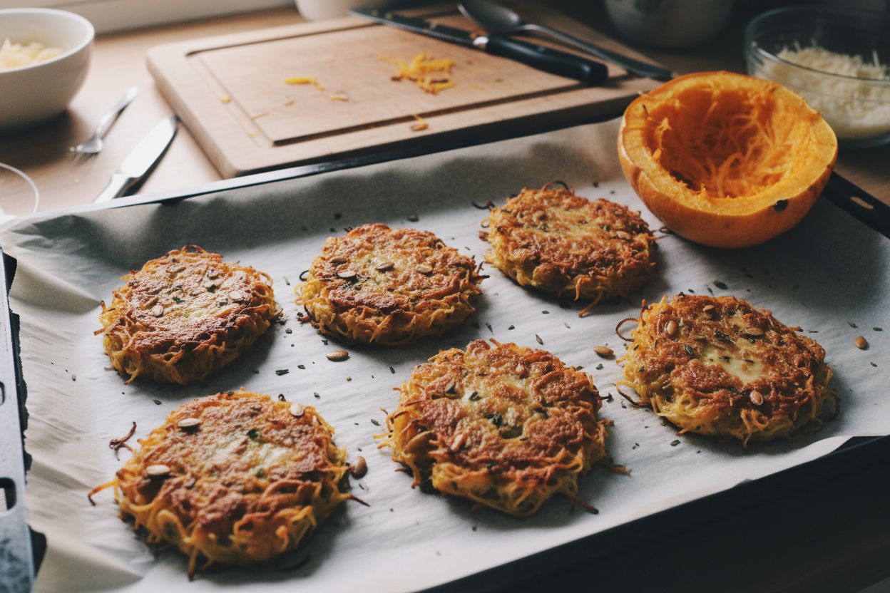 Galettes de courge spaghetti au four