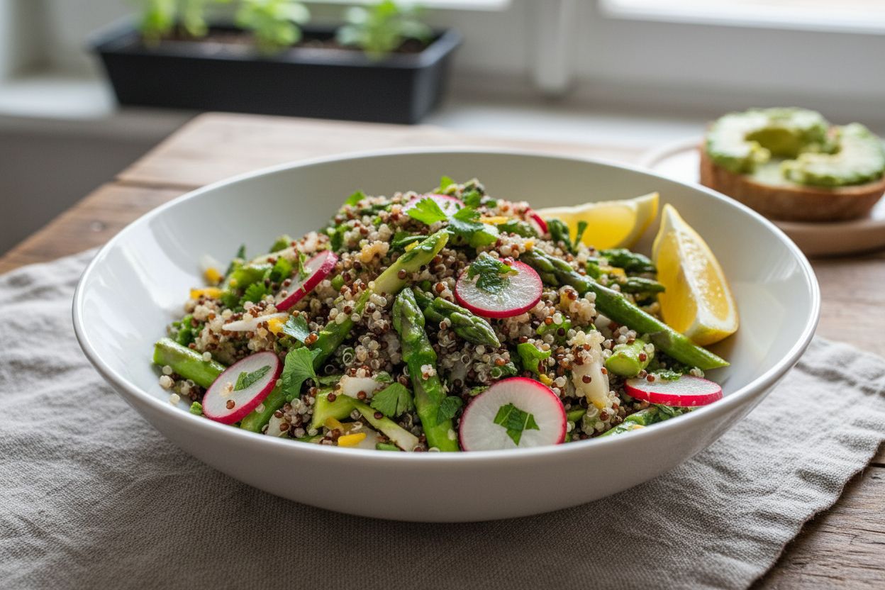 Salade de quinoa aux asperges et radis
