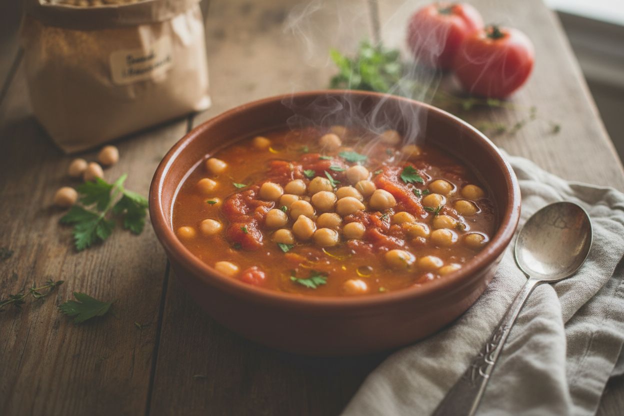 Soupe de pois chiches et tomates