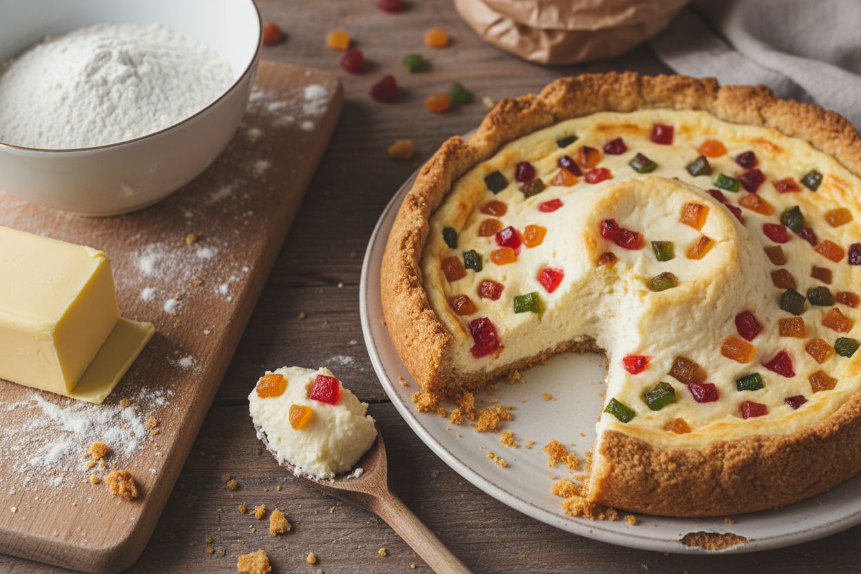 Tarte au fromage blanc et fruits confits