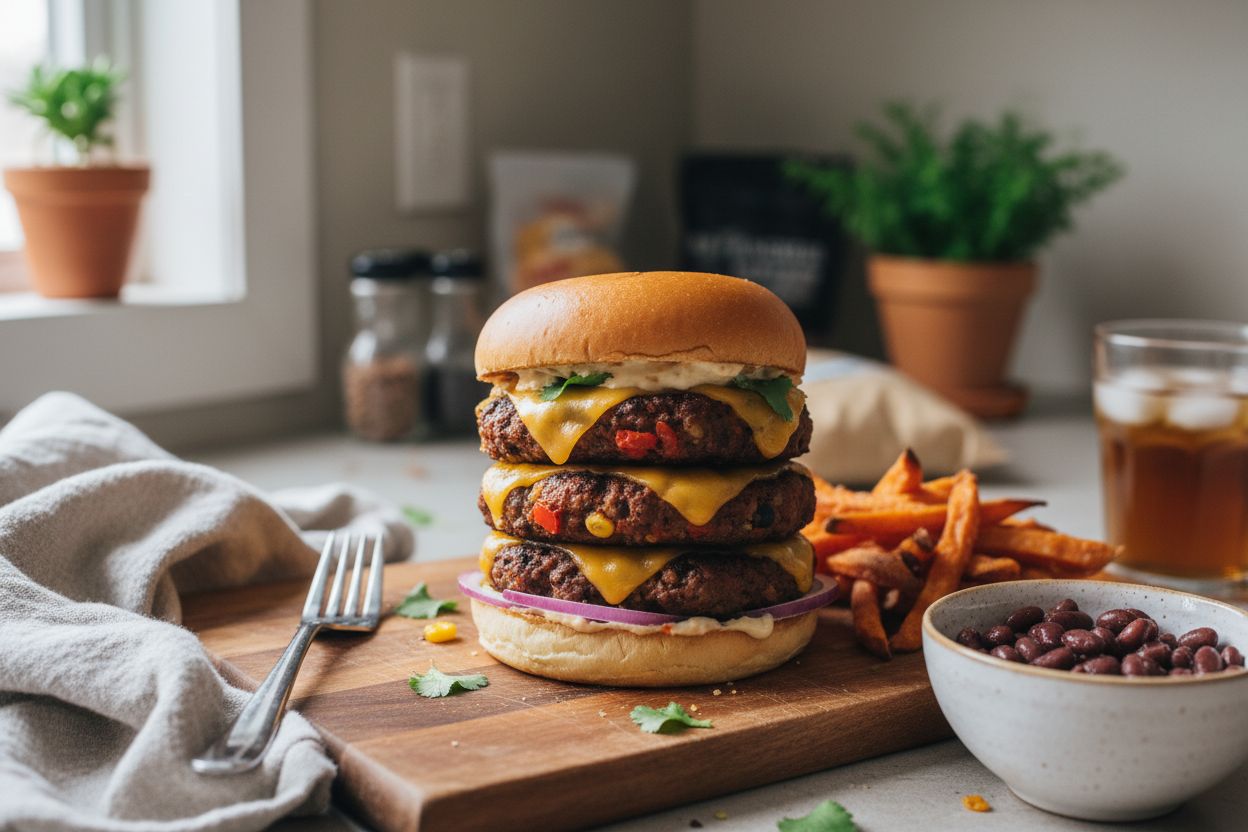 Burgers de haricots rouges épicés terminé