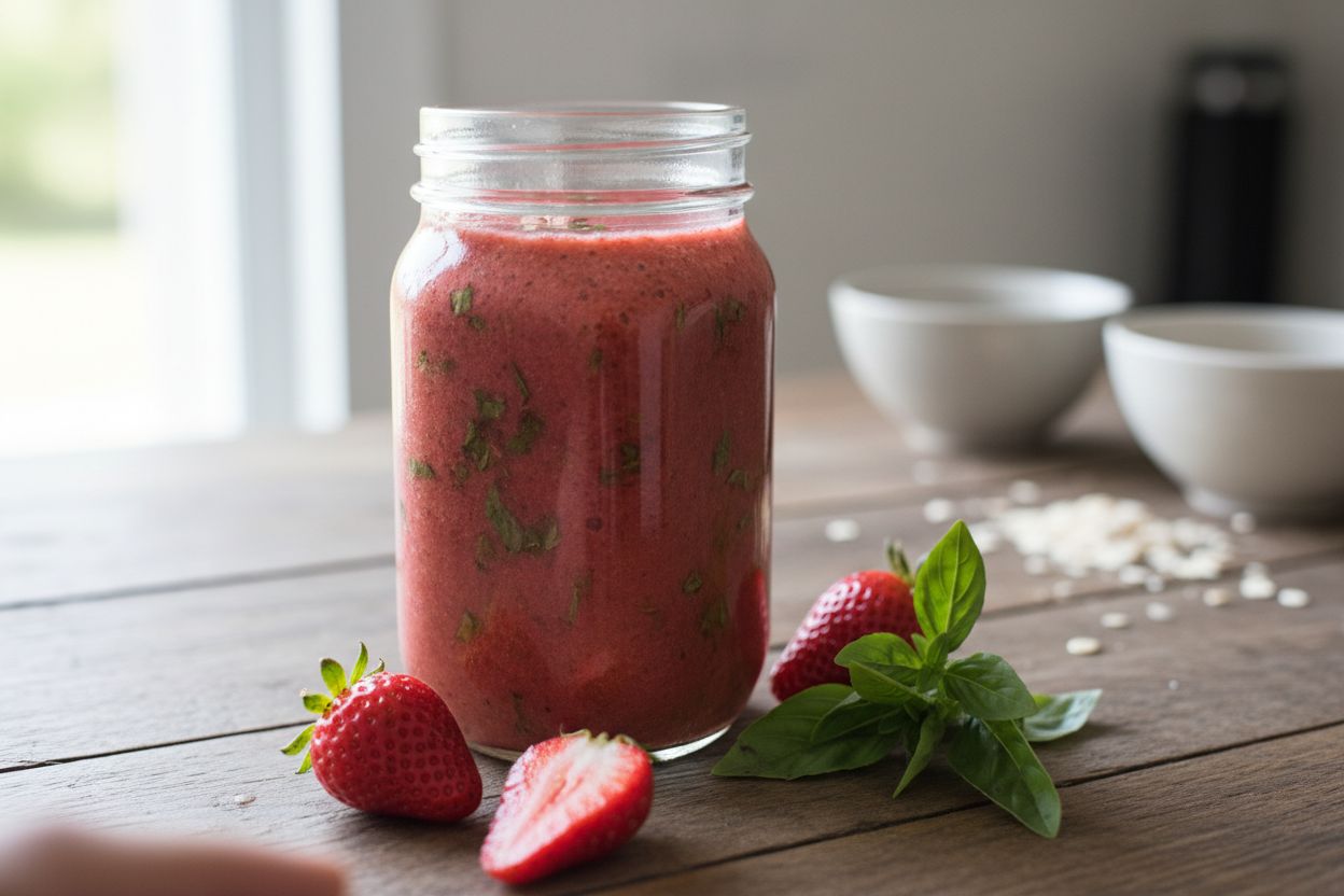 Smoothie fraise-basilic terminé