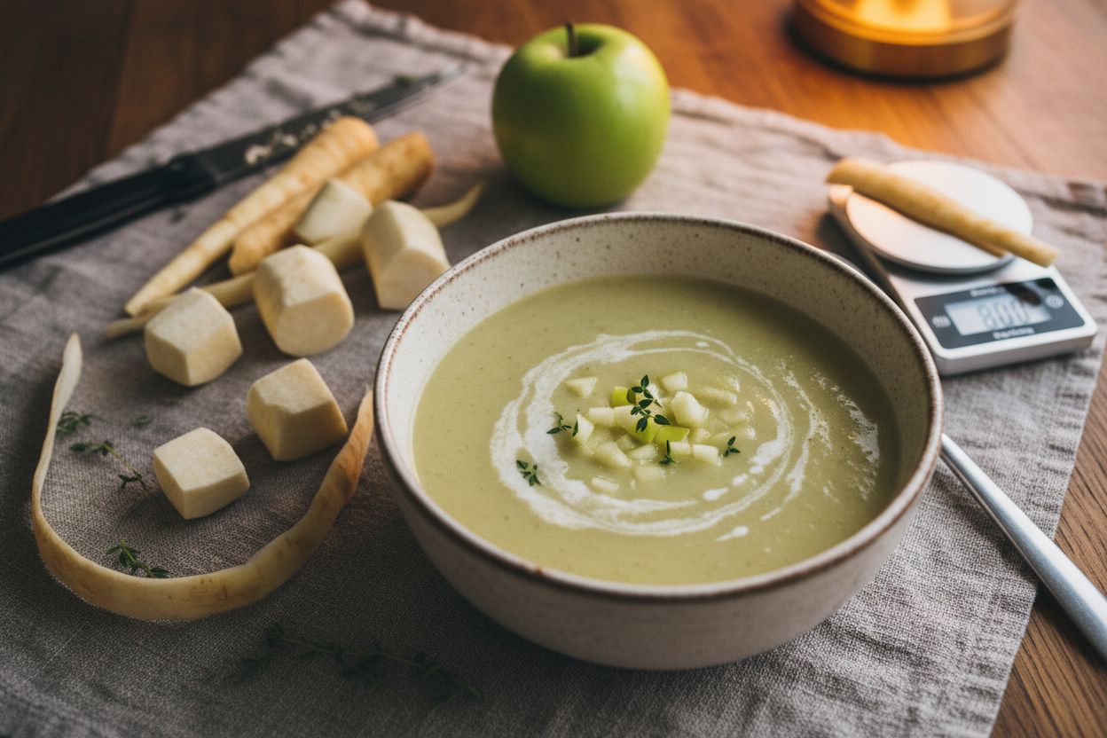 Velouté de panais et pomme verte terminé