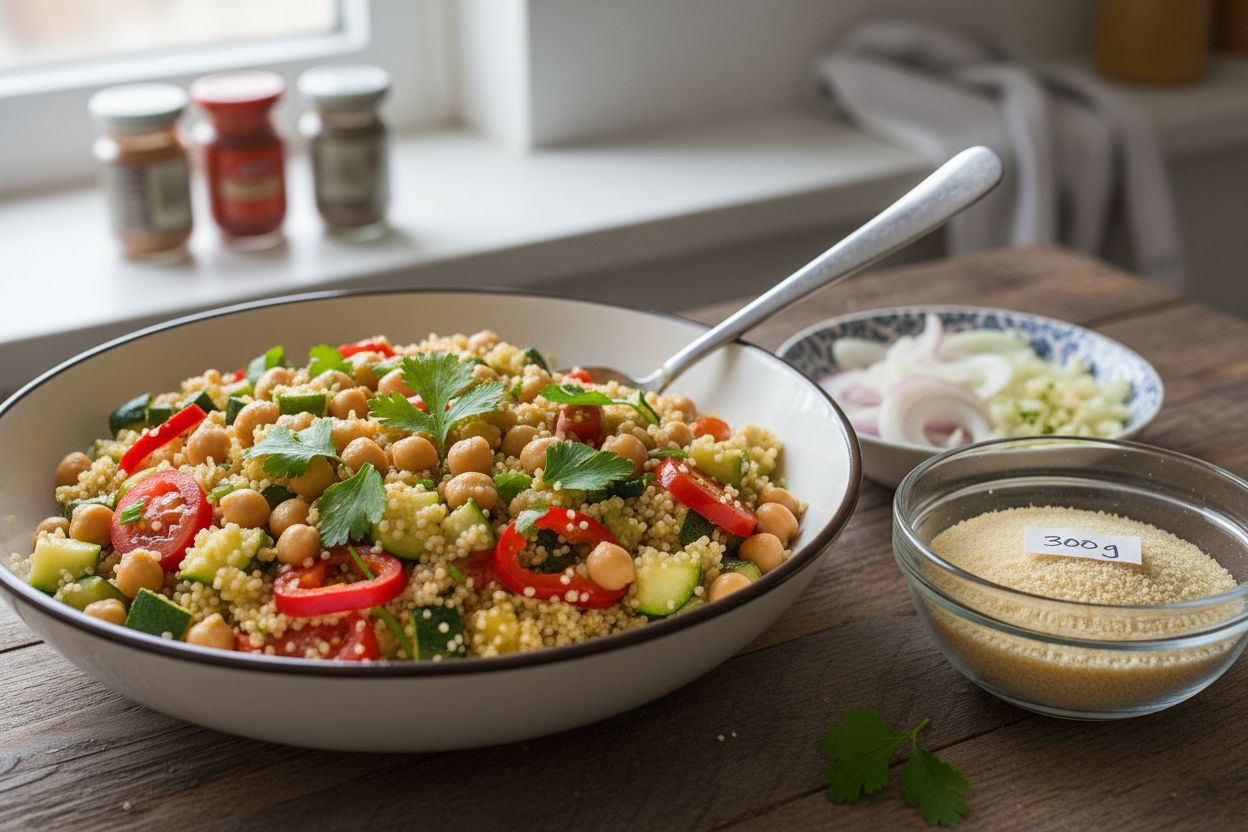 Couscous aux courgettes et pois chiches terminé