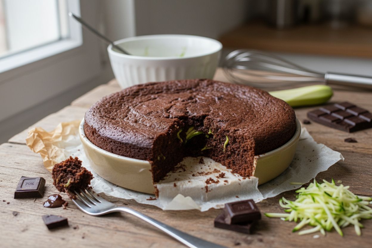 Fondant au chocolat et courgette terminé