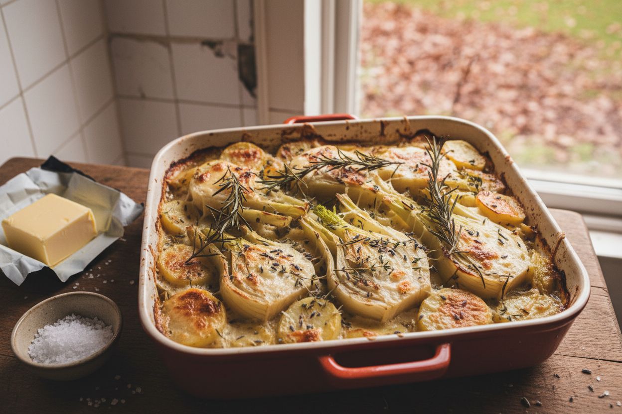 Gratin de fenouil et pommes de terre terminé