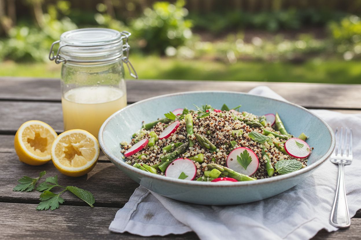 Salade de quinoa aux asperges et radis terminé