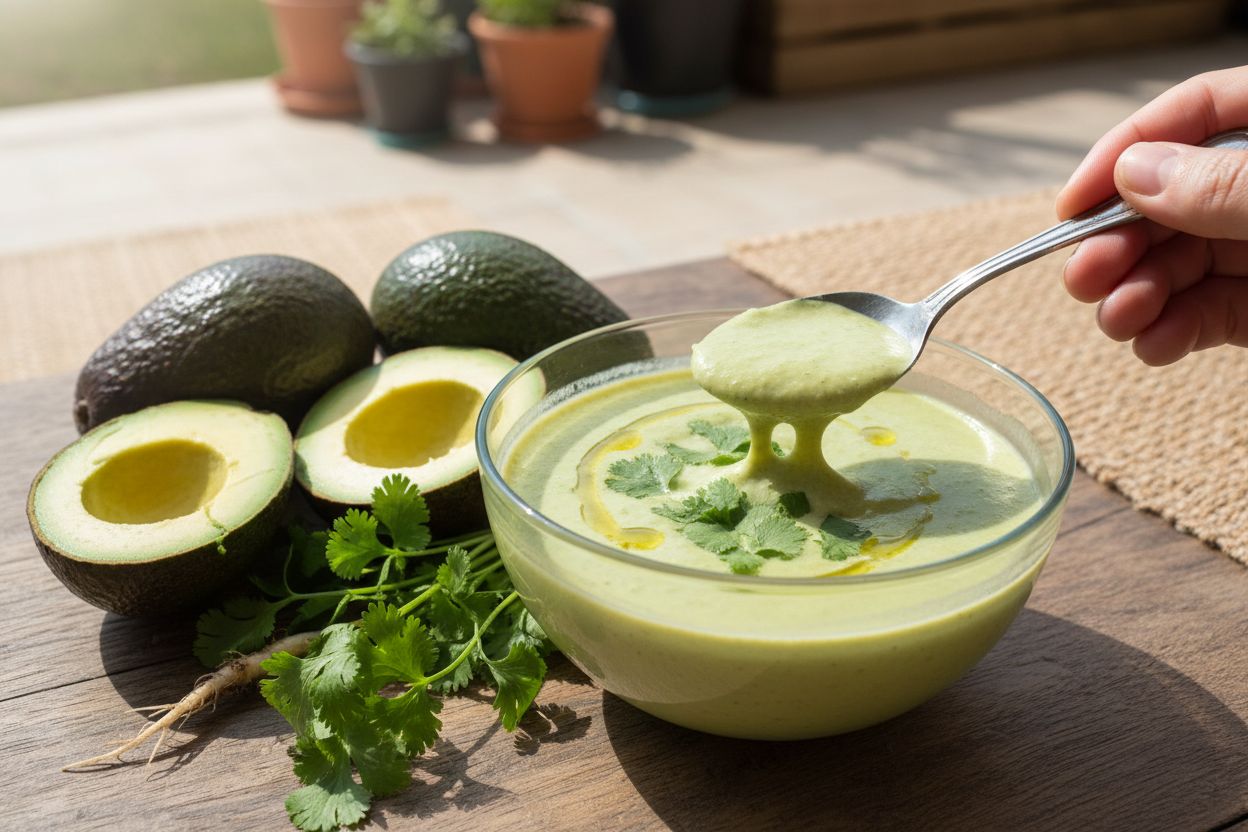 Soupe froide d’avocat et coriandre terminé