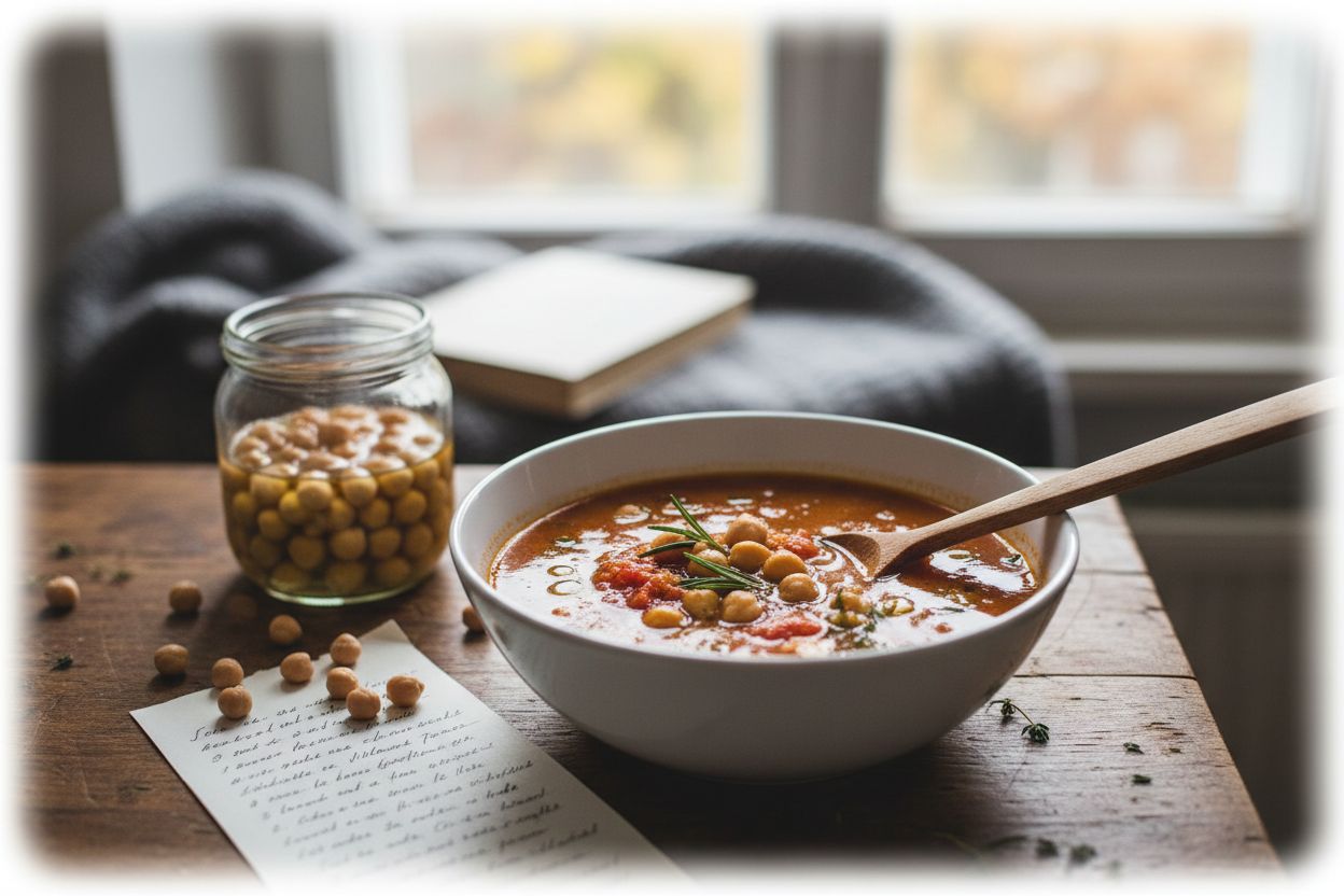 Soupe de pois chiches et tomates terminé